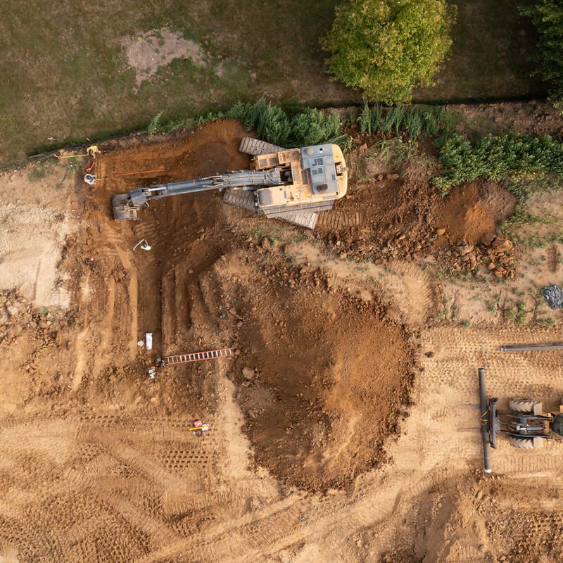 Excavator digging a foundation in Warrick County, IN